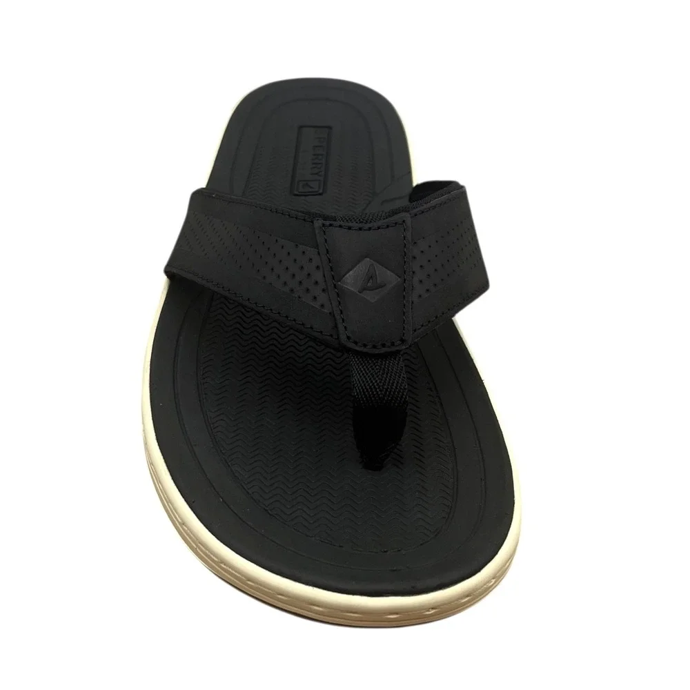 Sperry Men's Havasu Perf Leather Thong Sandal Size 13 Black Comfort Casual Style
